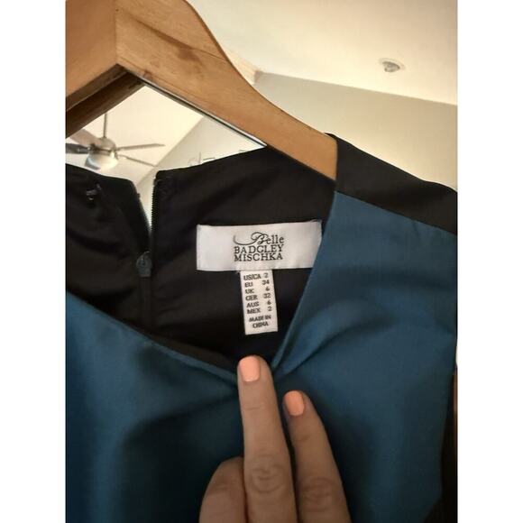 Belle Badgley Mischka Color Block Beaded Cocktail Dress Size 4 - Picture 5 of 6